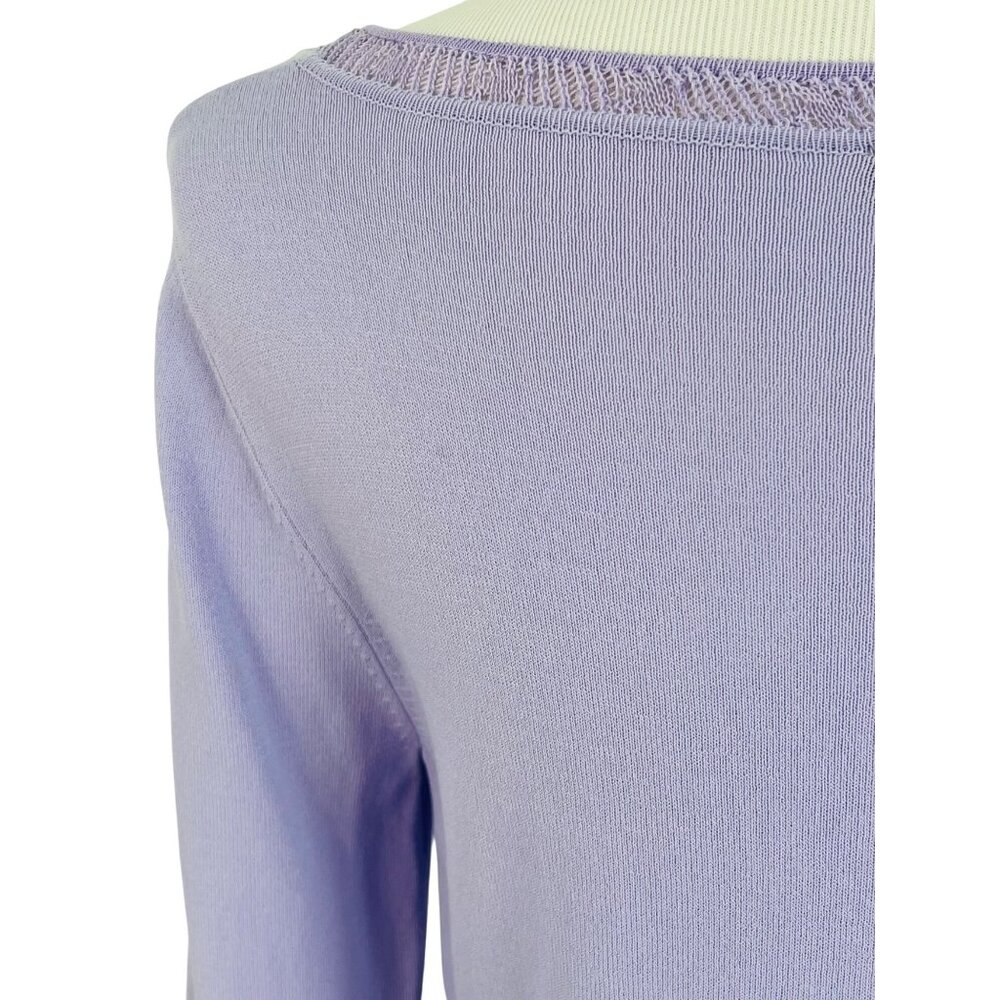 Y2K The Limited Lavender Purple Croquette Lace Trim Tie Waist Knit Top Blouse - Picture 8 of 16